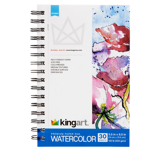 Watercolor Paper Pad – Side Spiral, 5.5" × 8.5"