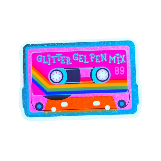 Glitter Gel Pen Songs Mix Cassette Tape Sticker