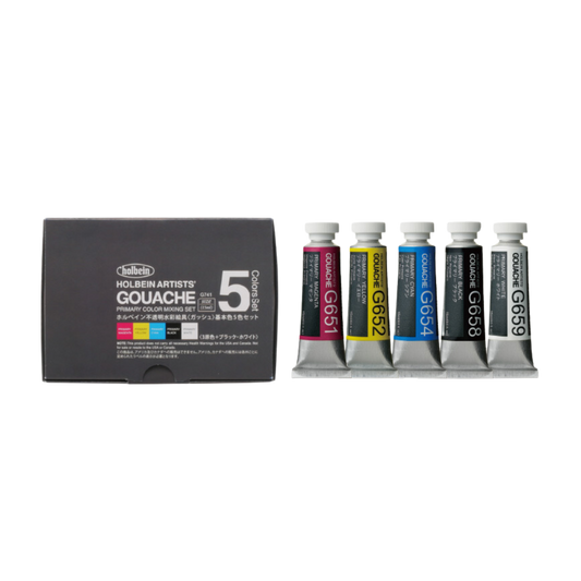 Holbein Artists' Gouache Set of 5 Primary Colors - 15ML