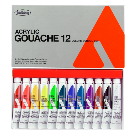 Holbein Acrylic Gouache School Set of 12 - 12ML