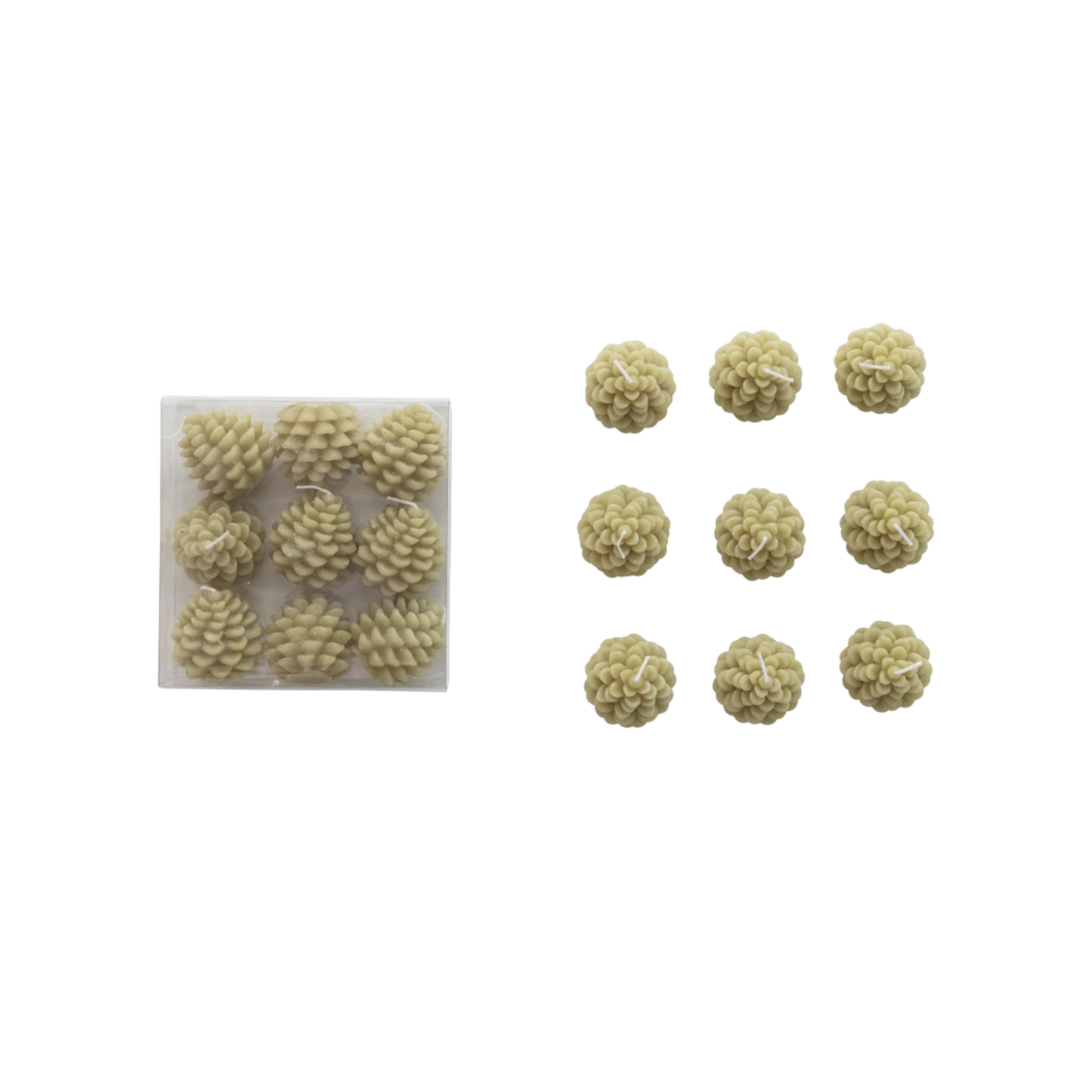 Unscented Pinecone Shaped Tealights, Set of 9
