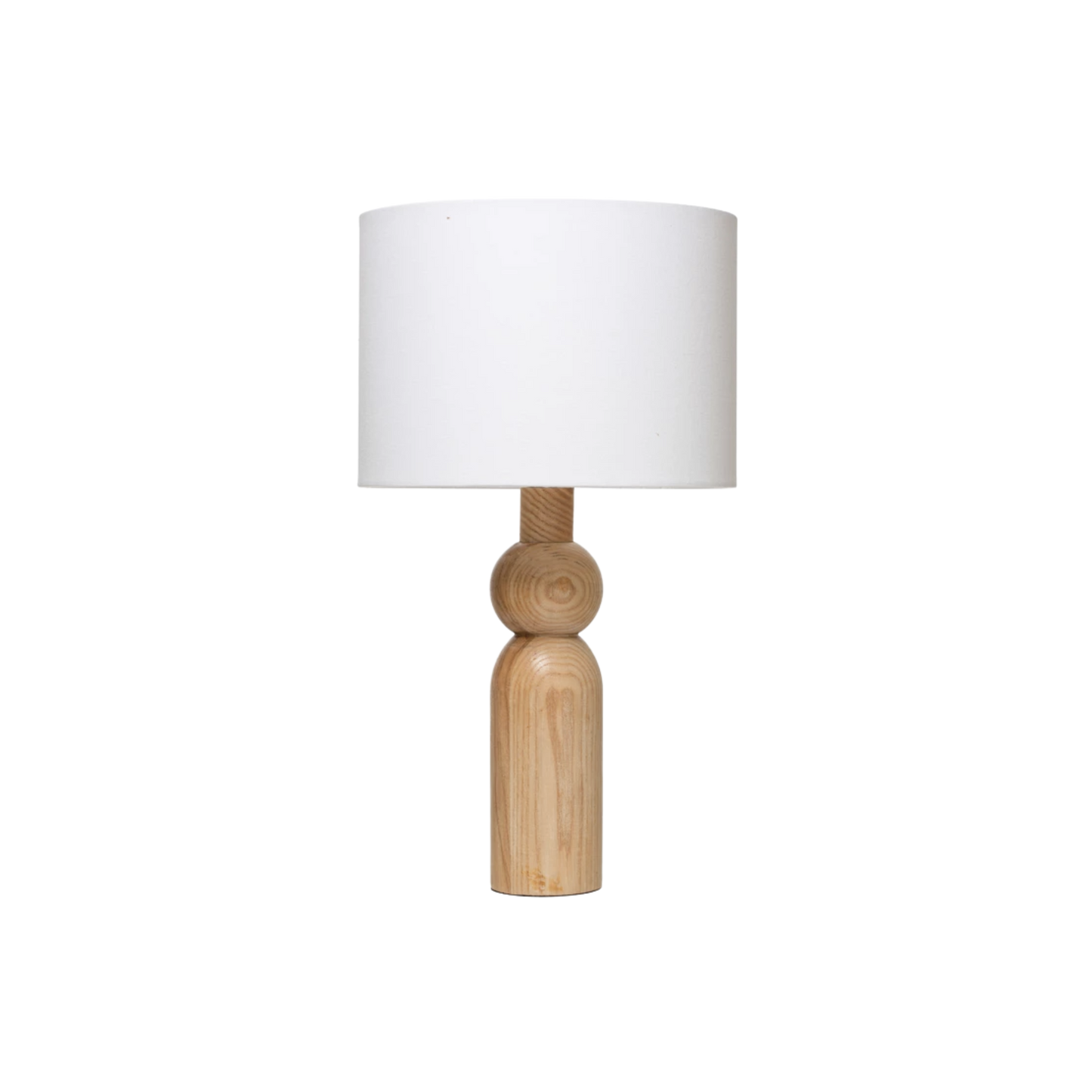 Wood Table Lamp with Linen Shade and Inline Switch