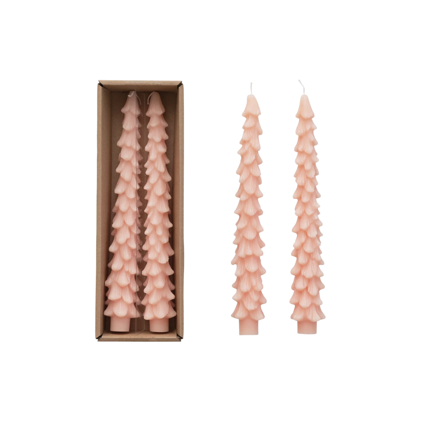 Tall Unscented Tree Shaped Taper Candles, Set of 2