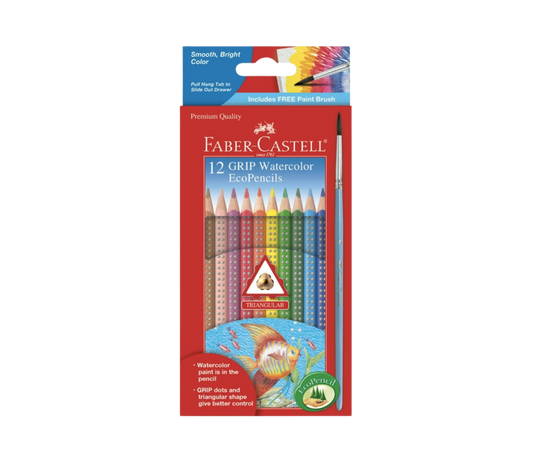 12 Grip Watercolor Pencils with Raised Grip - EcoPencils