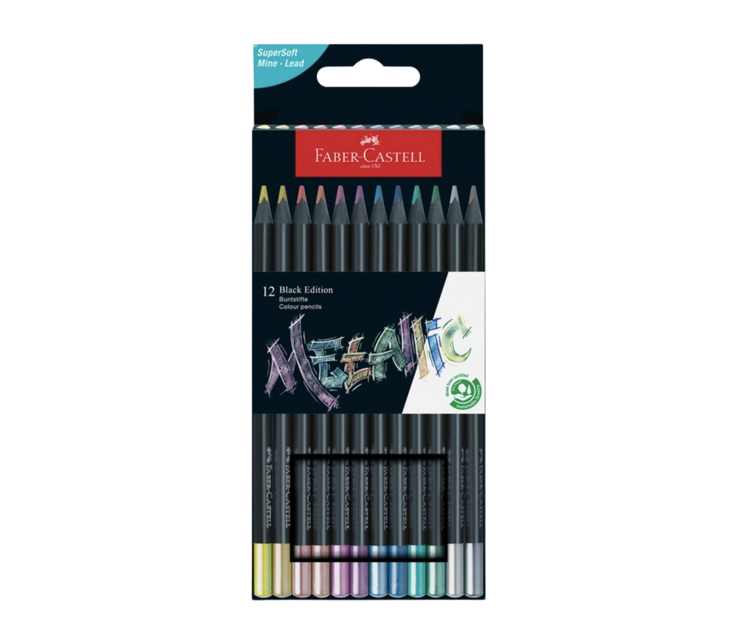 Black Edition Metallic Color Pencils 12 Count Set