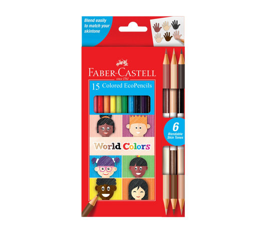World Colors - 15 Colored Pencils with Skin Tones EcoPencils