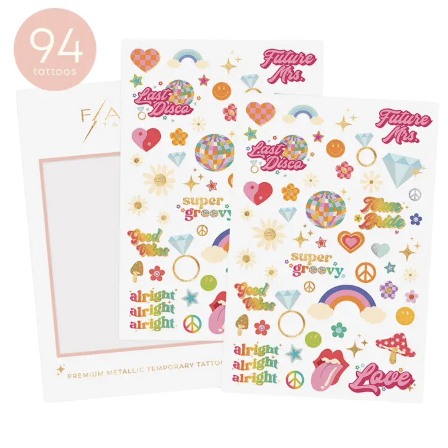 Groovy Bachelorette Metallic Temporary Tattoos