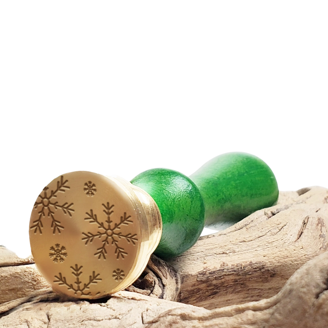 Snowflake Wax Seal Stamp On A 1" Die with Rosewood Handle