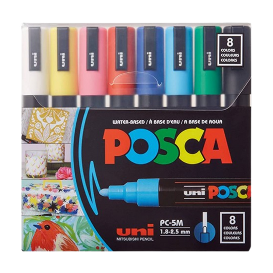 POSCA PC-5M Paint Markers – Basic Colors – Set of 8