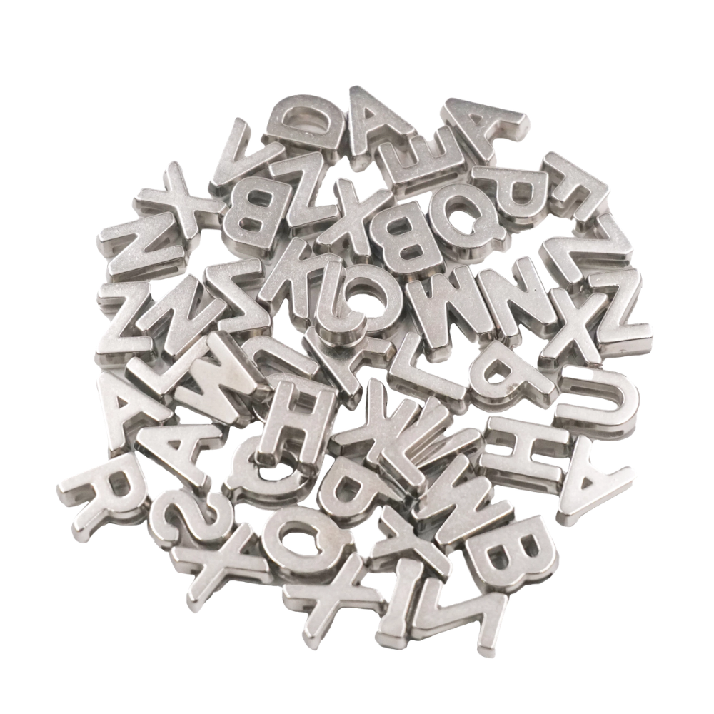 Acrylic Alphabet Beads – Metallic Silver