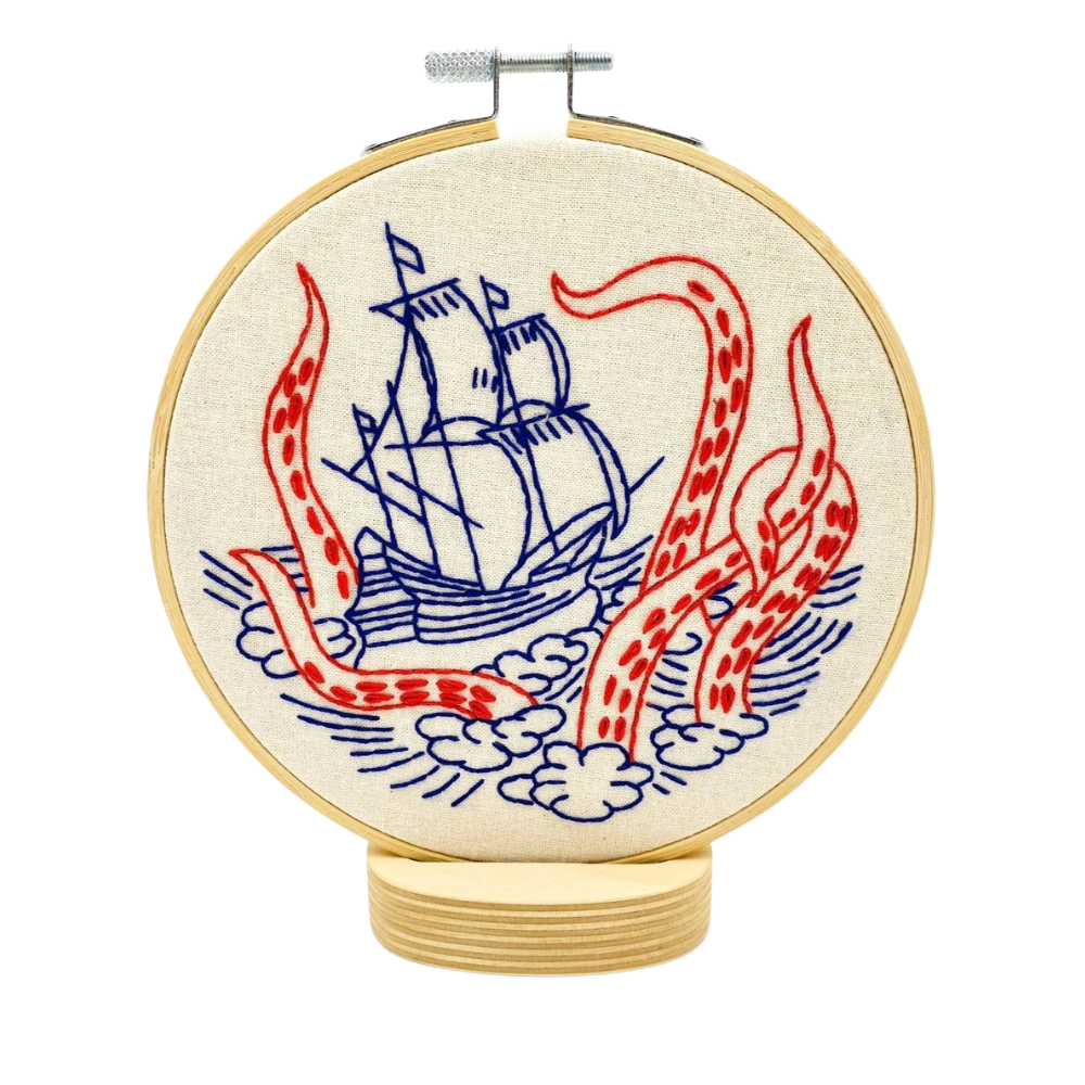 Kraken and Ship Complete Embroidery Kit