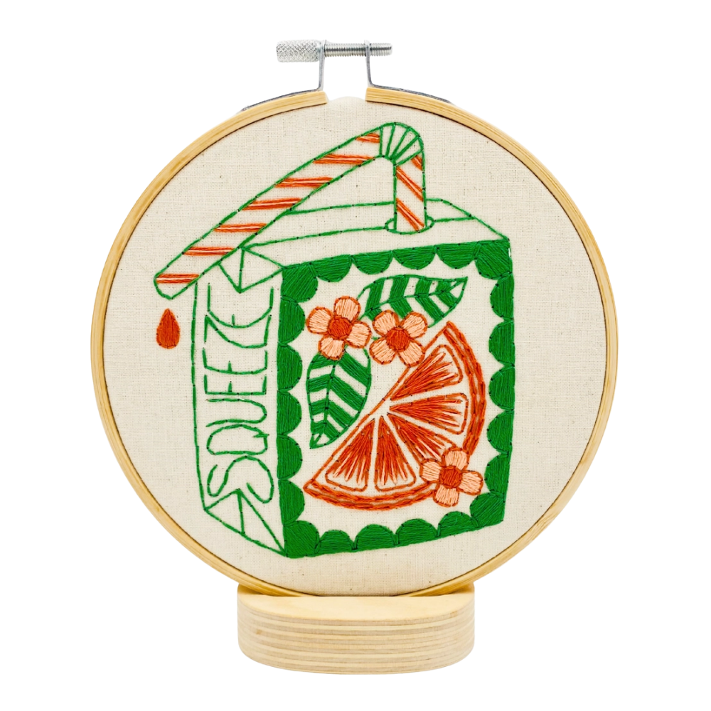 Orange Juice Box Complete Embroidery Kit