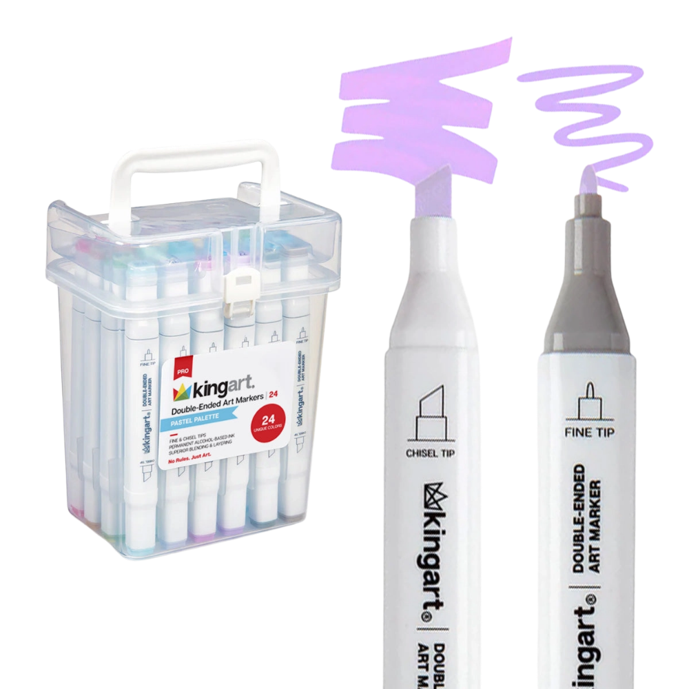 Pro Double-Ended Alcohol Markers – 24 Pastel Colors