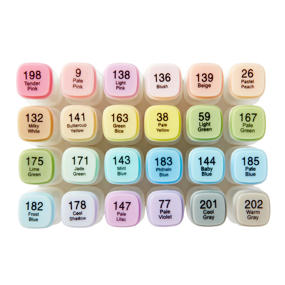 Pro Double-Ended Alcohol Markers – 24 Pastel Colors