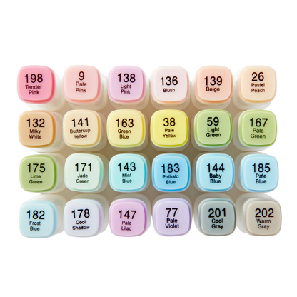 Pro Double-Ended Alcohol Markers – 24 Pastel Colors
