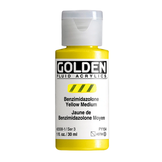 Golden Fluid Acrylic Paint 1oz - Benzimidazolone Yellow Medium
