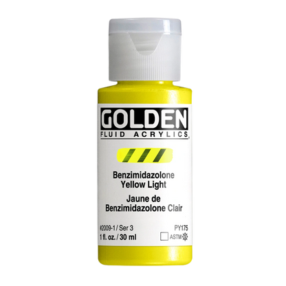 Golden Fluid Acrylic Paint 1oz - Benzimidazolone Yellow Light