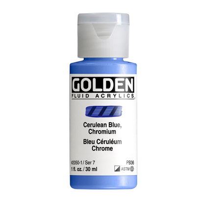 Golden Fluid Acrylic Paint 1oz - Cerulean Blue Chromium