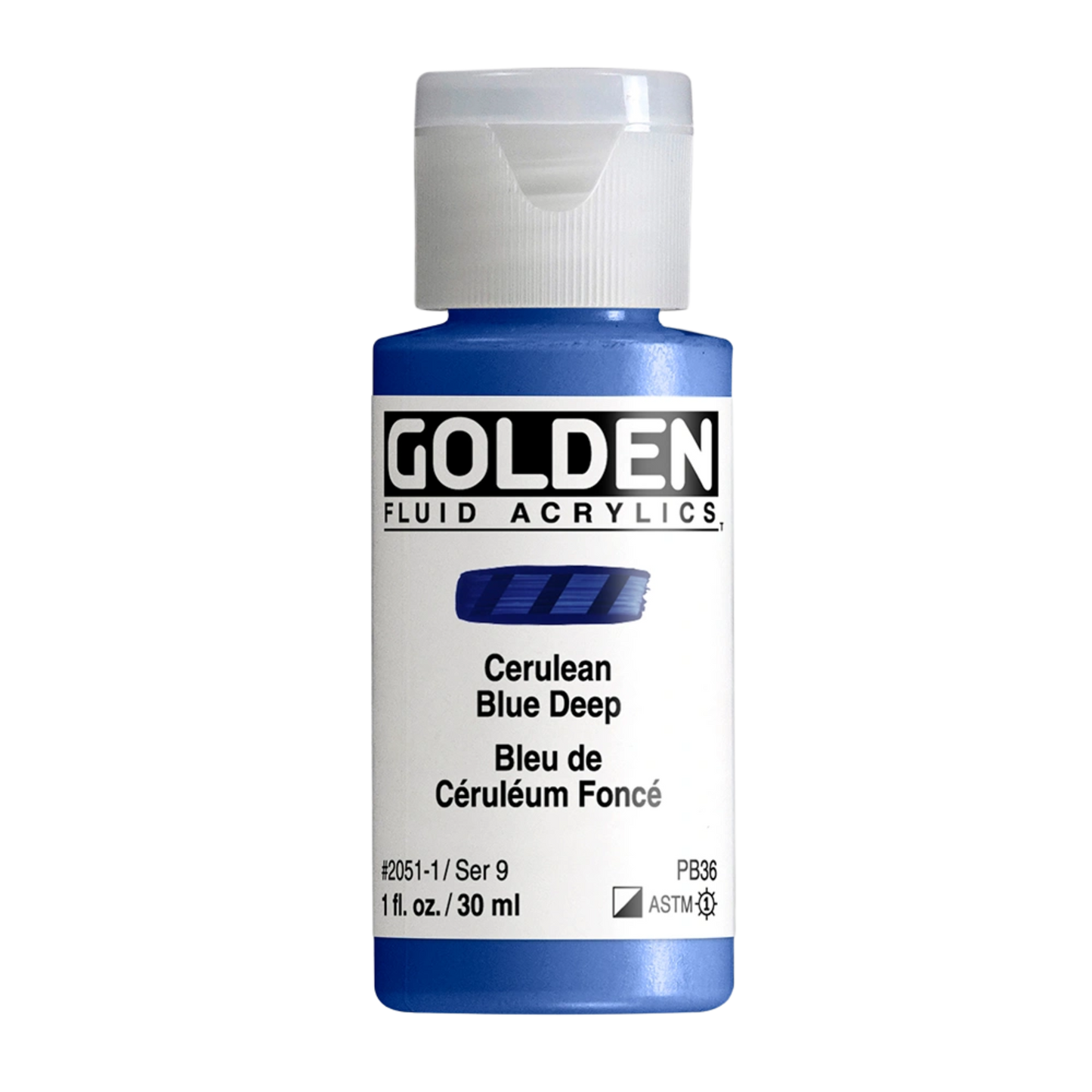 Golden Fluid Acrylic Paint 1oz - Cerulean Blue Deep