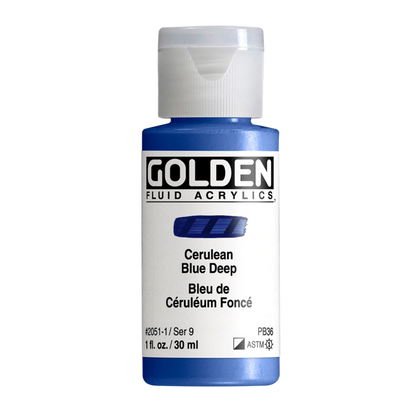 Golden Fluid Acrylic Paint 1oz - Cerulean Blue Deep
