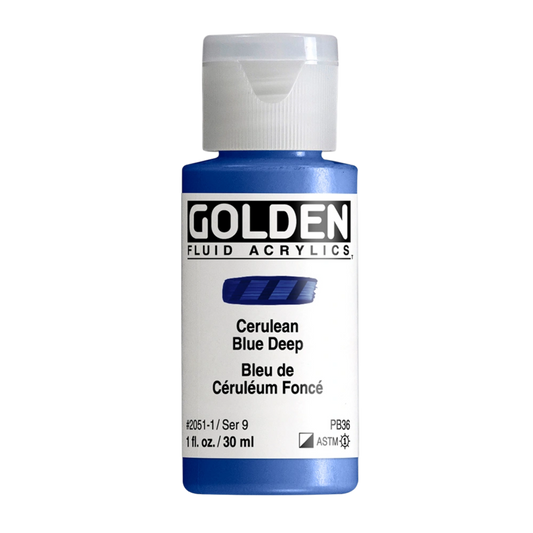Golden Fluid Acrylic Paint 1oz - Cerulean Blue Deep