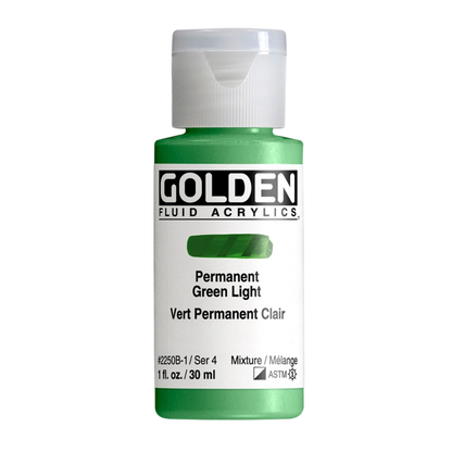 Golden Fluid Acrylic Paint 1oz - Permanent Green Light