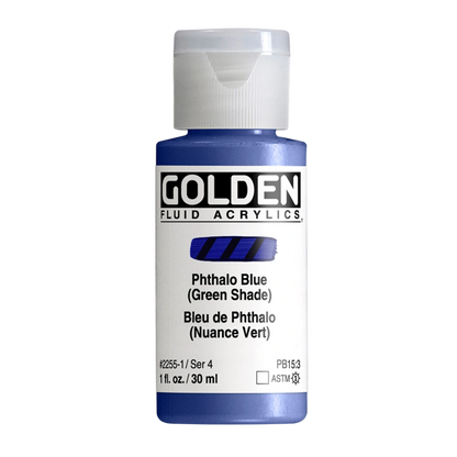 Golden Fluid Acrylic Paint 1oz - Phthalo Blue, Green Shade