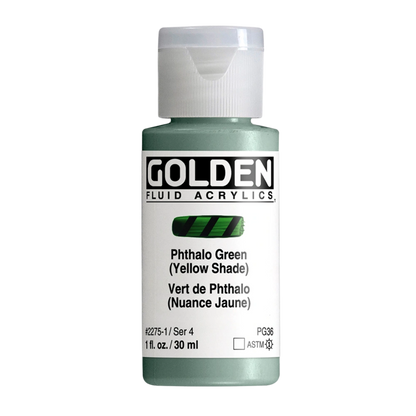 Golden Fluid Acrylic Paint 1oz - Phthalo Green, Yellow Shade