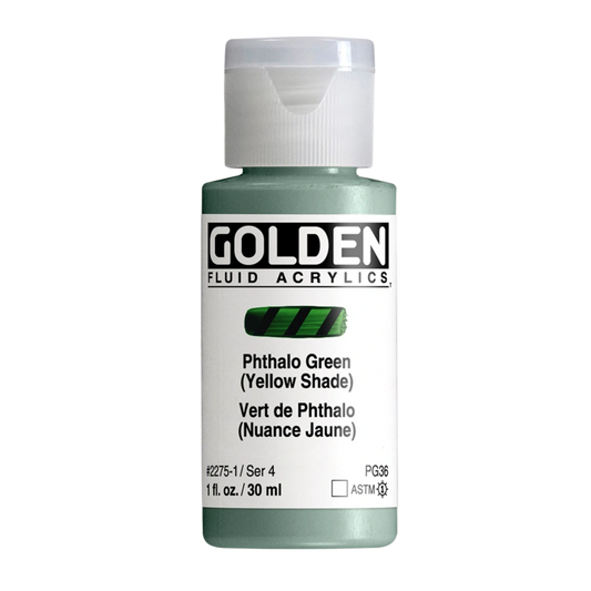 Golden Fluid Acrylic Paint 1oz - Phthalo Green, Yellow Shade