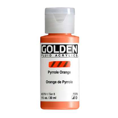 Golden Fluid Acrylic Paint 1oz - Pyrrole Orange