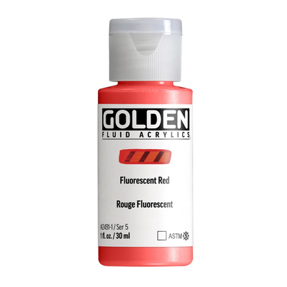 Golden Fluid Acrylic Paint 1oz - Fluorescent Red