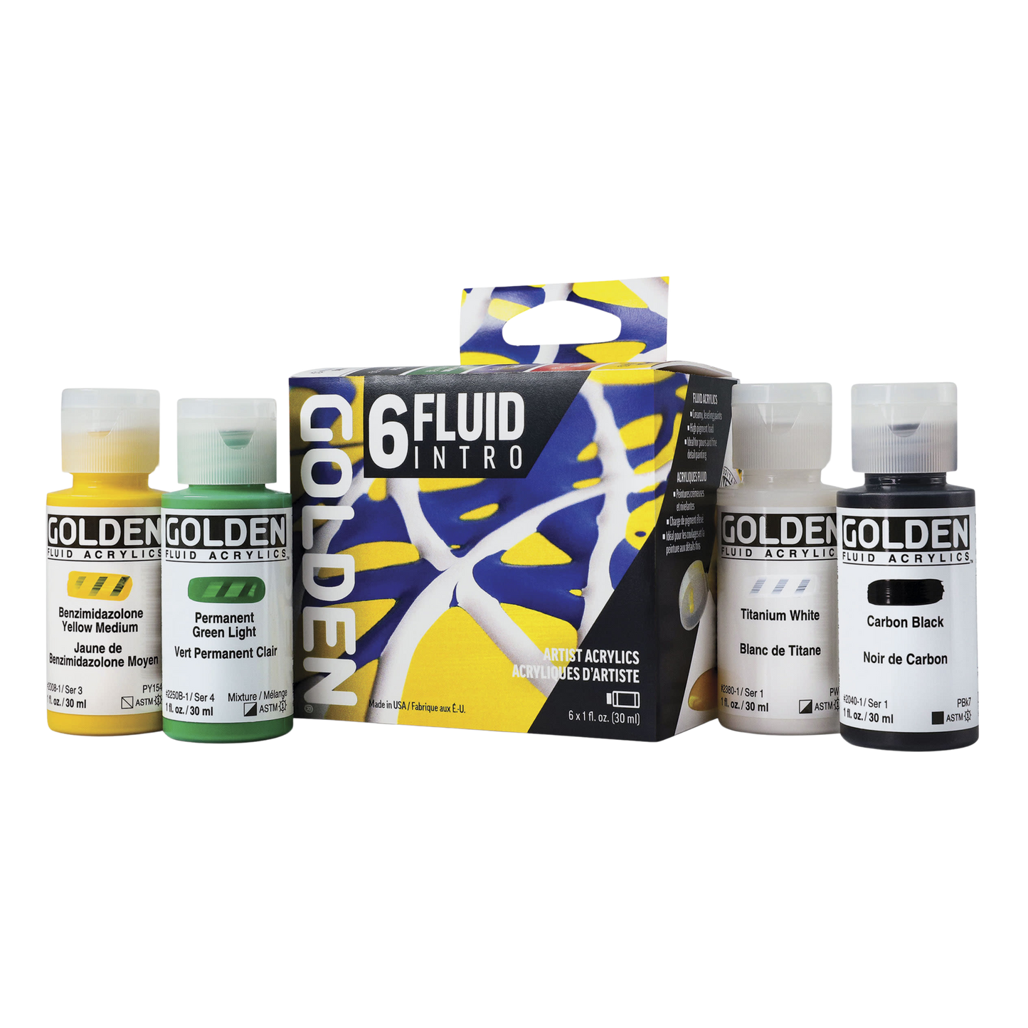 Golden Fluid Acrylics - Intro Colors, Set of 6, 30 ml