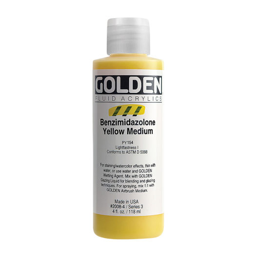 High Flow Transparent Benzimidazolone Yellow Med. Acrylic Paint 4oz