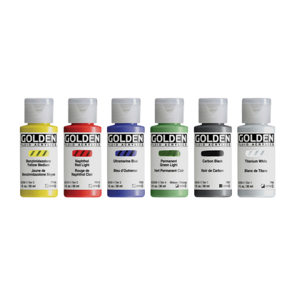 Golden Fluid Acrylics - Intro Colors, Set of 6, 30 ml