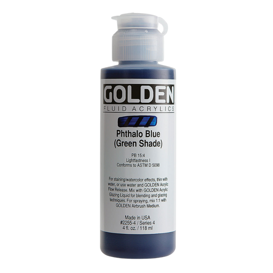 Fluid Phthalo Blue (Green Shade) Acrylic Paint 4oz