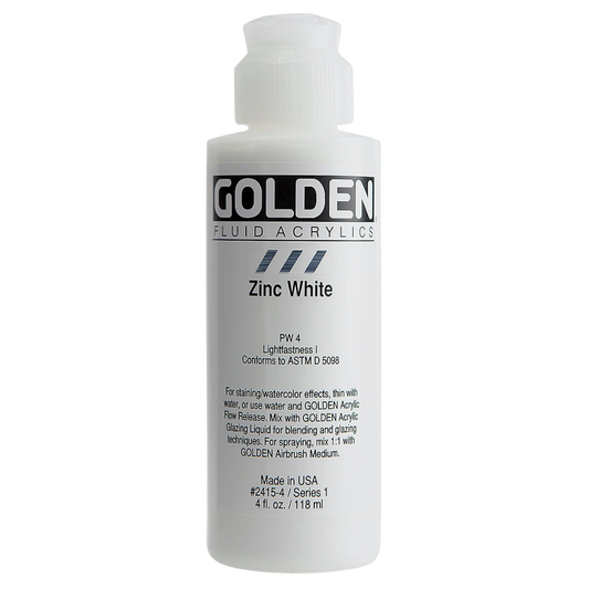 Fluid Zinc White Acrylic Paint 4oz