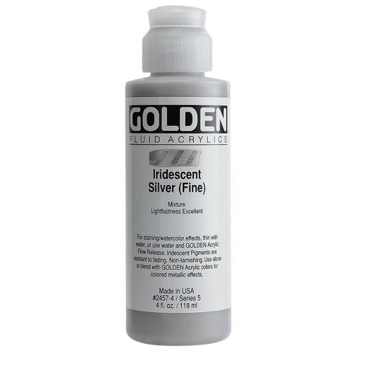 Fluid Iridescent Silver (Fine) Acrylic Paint 4oz