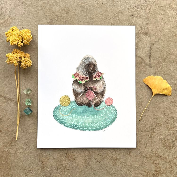 Padma's Knitting - Art Print