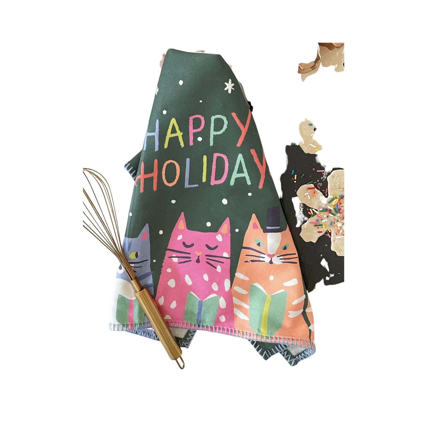 Kitty Carols Tea Towel