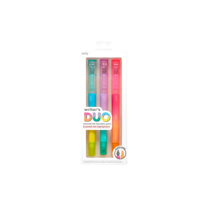 Writer's Duo Double-Ended Fountain Pens + Highlighters (Set of 3)