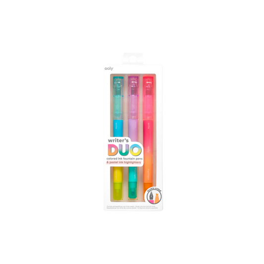 Writer's Duo Double-Ended Fountain Pens + Highlighters (Set of 3)