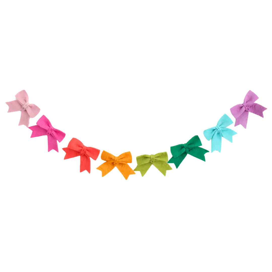 Rainbow Bows Felt Garland