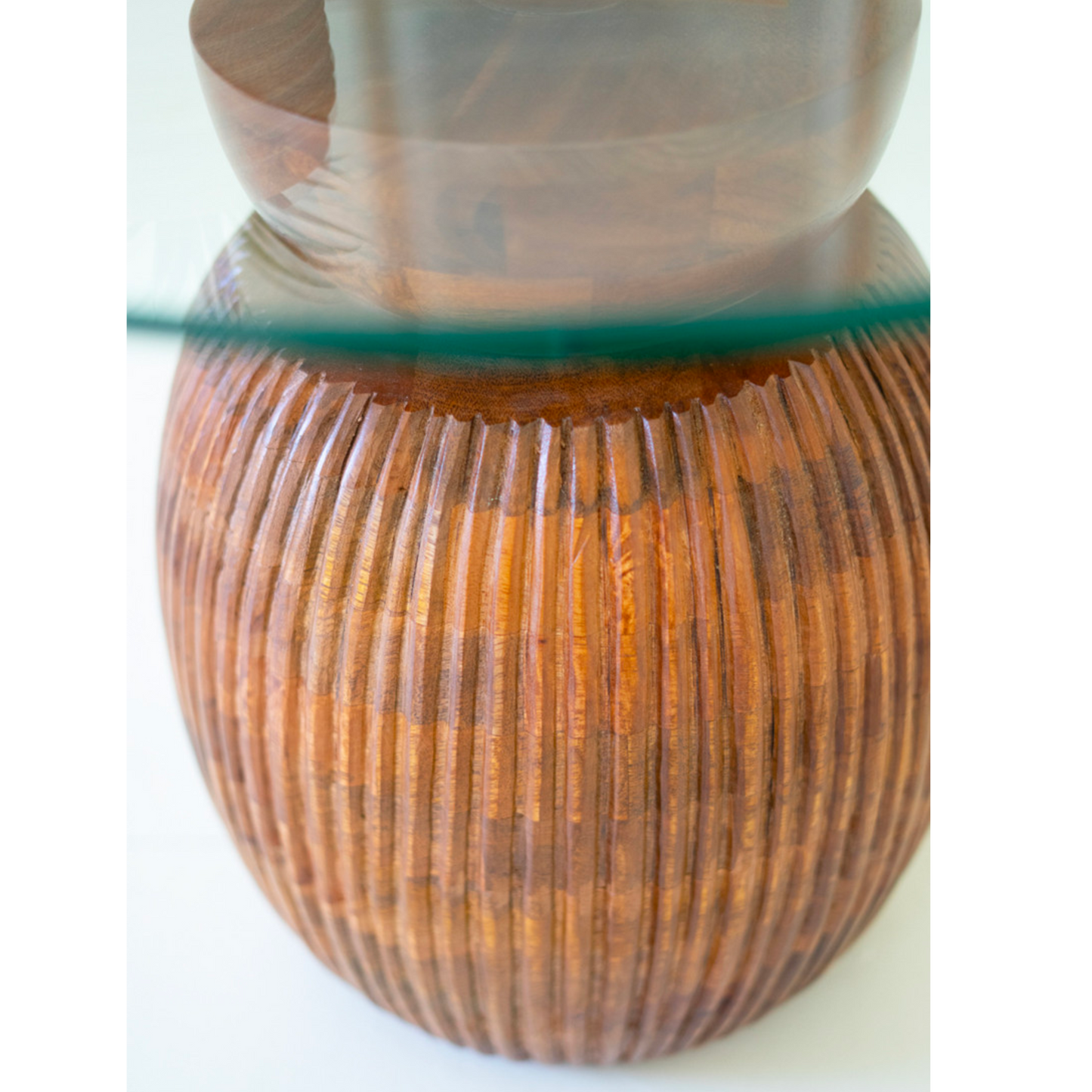 Carved Mango Table with Glass Top