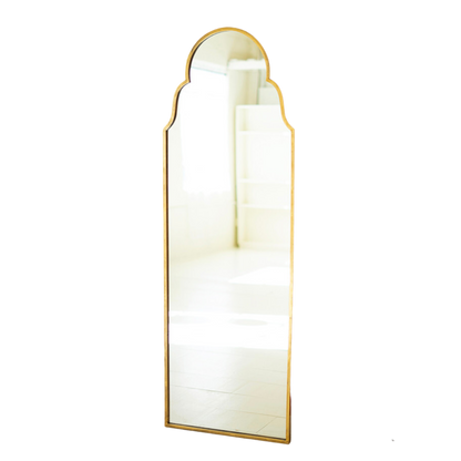 Large Arched Mirror with Brass Frame