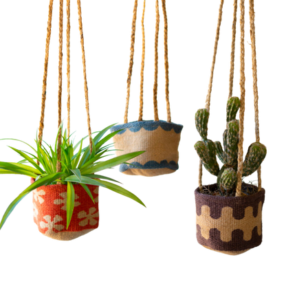 Printed Jute Hanging Planter