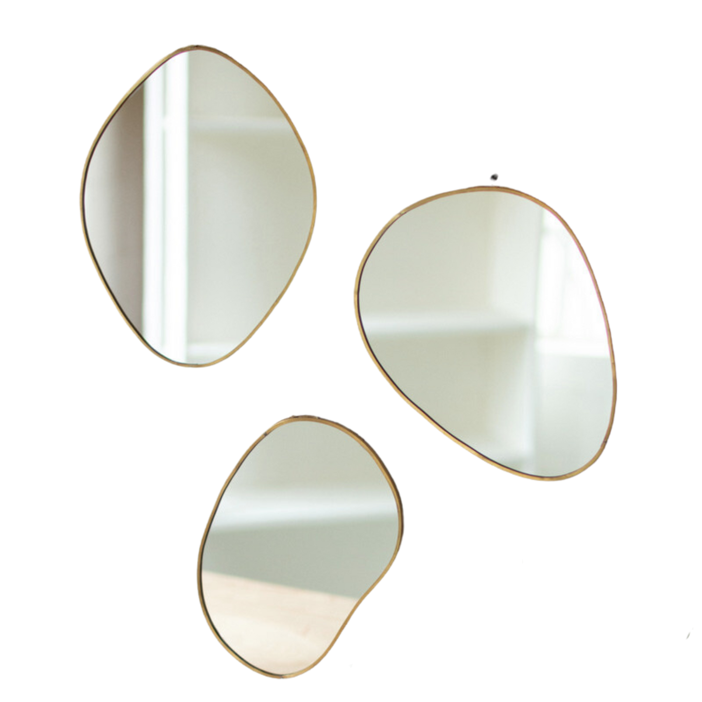 Brass Framed Organic Shaped Mirrors