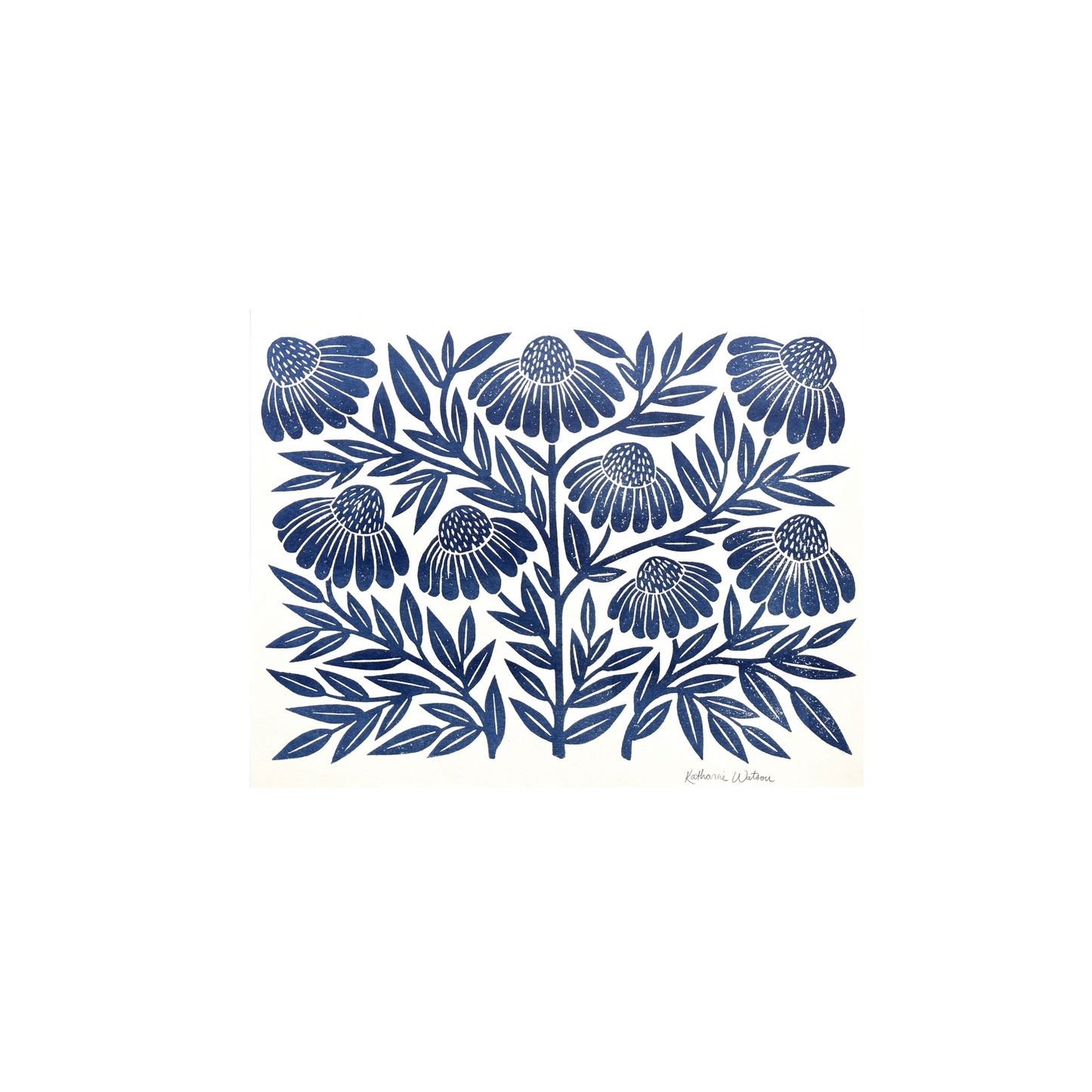 Garden Series: Navy Echinacea Risograph Art Print