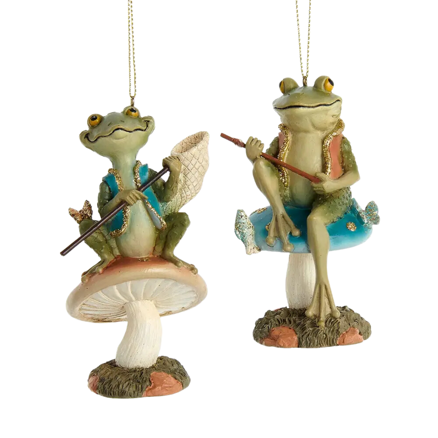 Fishing Frogs Ornament