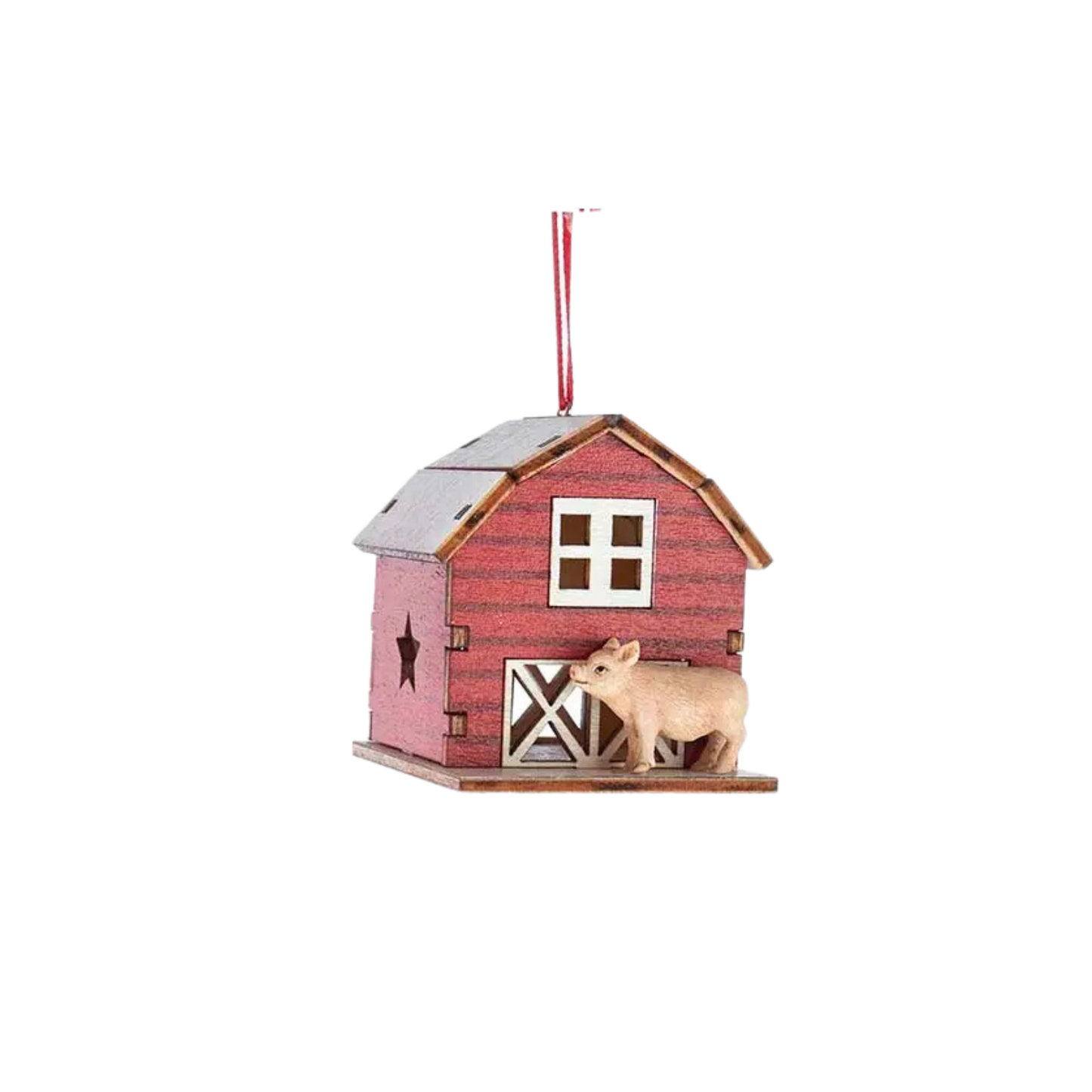 Laser-Cut Barn W/Animal Ornament