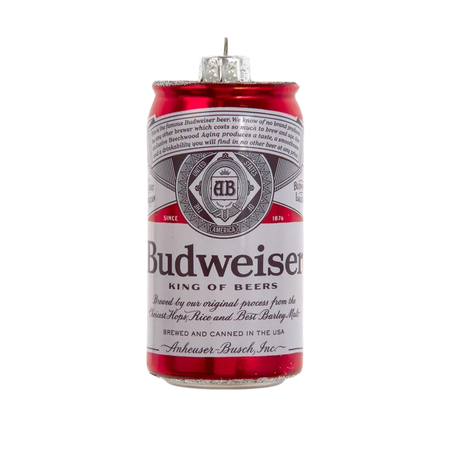 Glass Budweiser Can Ornament